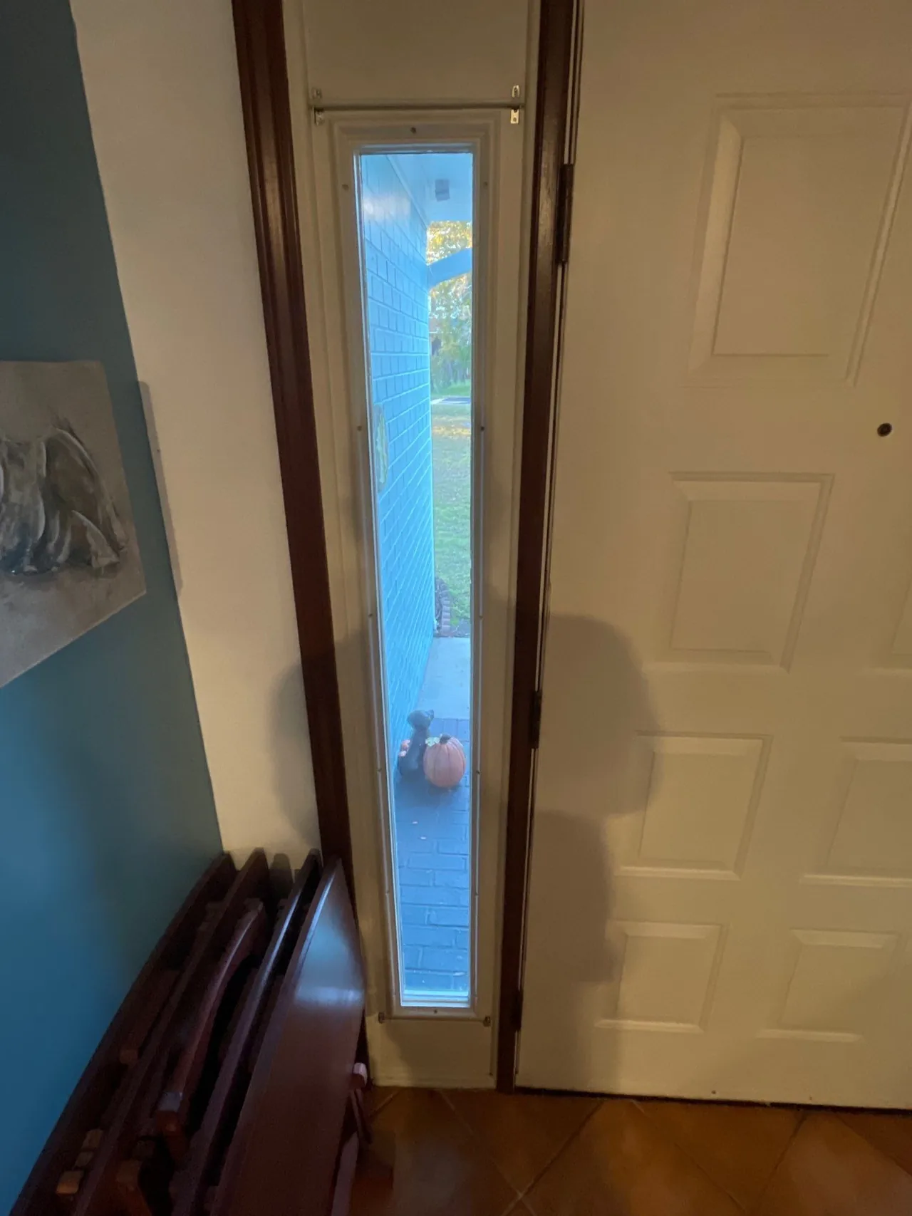 Narrow original sidelight beside a light-colored front door in Myrtle Beach